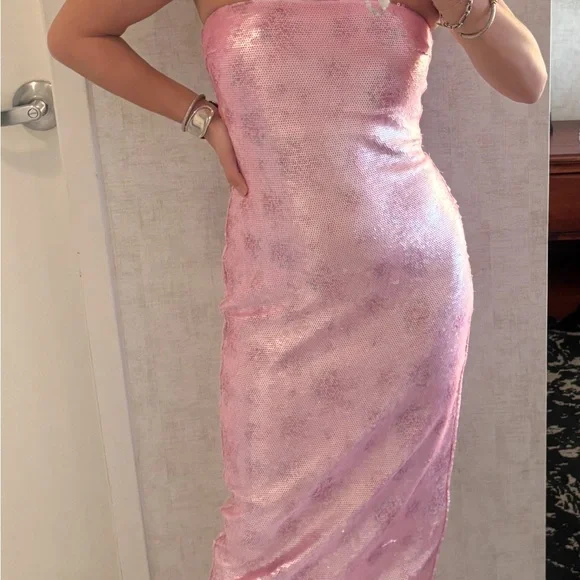 LoveShackFancy Strapless Pink Floral Dress - Picture 10 of 11